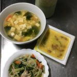 冷蔵庫の残り物(豆腐·キャベツ·人参·ニラ·鶏肉·もやし)で作った夕ごはん-308日目ボディメイク報告です-