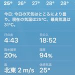 湿度が94%これだから肌がベタベタ朝からこんなじゃあ、思いやられます 2019.7.24